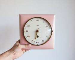 Pink Kitchen Clock Vintage Mechanical 8