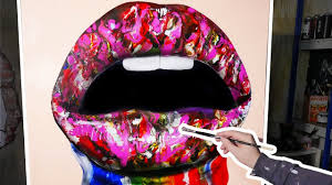 how to paint drippy rainbow lips