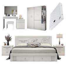 Add a 4 piece full size bedroom set to your home for a teen bedroom, a guest bedroom, or a studio apartment. Bedroom Furniture Combination Set Suite Master Bedroom Set Furniture Double Bed Modern Minimalist Wardrobe Dressing Table
