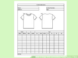 Family Reunion T Shirt Order Form Forms Free Sample Example