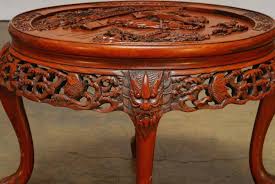 Round Chinese Carved Rosewood Tea Table