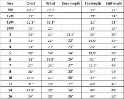 Image Result For Flower Girl Dress Measurement Chart Age