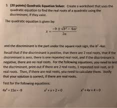 Quadratic Equation Solver Create A