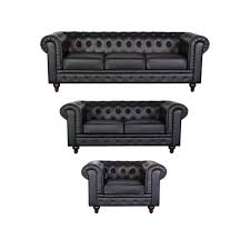 Black Leather Sofa Set Available