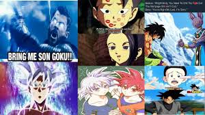 In dragon ball super, this scene was once again used when goku's other son, goten, was accidentally thrown from a cliff while in a tractor. Dragon Ball Super Memes Only True Fans Will Understand This Video 217 Youtube