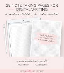 Digital Note Taking Paper Template Goodnotes Notability Ipad Tablet Lined Ruled Grid Dotted Cornell College Notebook Pages A4 Letter