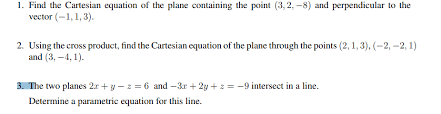 Cartesian Equation Of The Plane Chegg