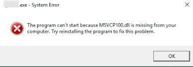 msvcp100 dll is missing on windows 10