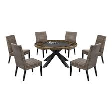 Home Decorators Collection Richmond 7 Piece Aluminum Wicker Round Outdoor Dining Game Table Set