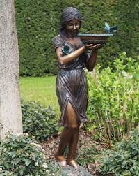 Statue Girl With Water Dish Garden