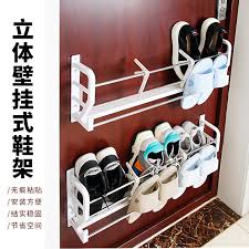 This shoe dryer and rack is so convenient. Anti Theft Door Hanging Shoe Rack Wall Mounted Free Perforated Door Hanging Slippers Shelf Storage Artifact Small Apartment Home