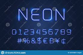 Neon Light Font Alphabet Numbers Special Symbols Vector