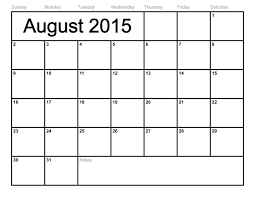 Blank Monthly Calendar 2015 Loving Printable