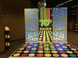 What is the color theme for a 70th birthday? Custom Printed Dance Floor 4 X 4 Sections White 70s Party Theme Disco Party Decorations Disco Birthday Party