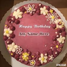 pink happy flower birthday cake with