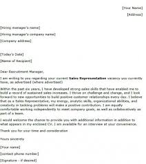 Sales Representative Cover Letter Example Lettercv Com