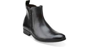 Clarks Black Banfield Zip Boot For Men