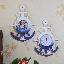 Wall Clock Ship Wheel Anchor Design