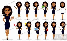 african american business woman cartoon