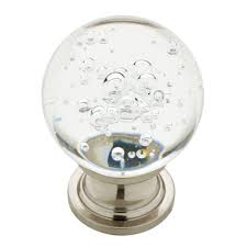 clear bubble glass round cabinet knob