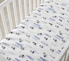 organic flannel penguin crib fitted
