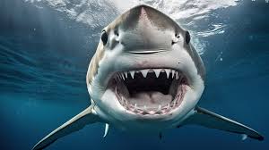 large shark with great teeth showing in