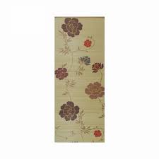 white vertical printed bamboo blind