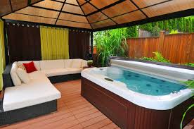 This hot tub will set you back about $1,000 to build, but you aren't building just the hot tub itself. 47 Backyard Hot Tub Ideas Deck Garden Covered Pergola And More