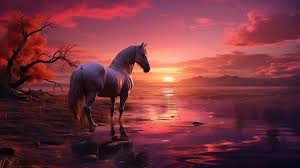 horse at sunset hd wallpaper 4k free