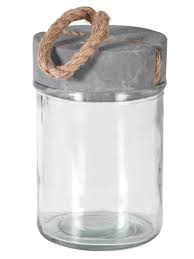 large jar with concrete lid staples