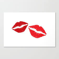 two big kisses on white background