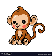 cute baby monkey cartoon sitting