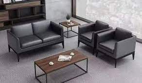 black leather designer office sofa set