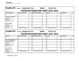Textbook Inventory Form Printable By Kim Spivey Tpt