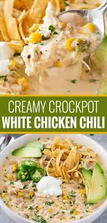 Best of all, it's ready in 30 minutes or less! Creamy Crockpot White Chicken Chili This Crockpot White Chicken Chili Is Made Easy In The Slow Cooker And Ha Easy Slow Cooker Recipes Cooker Recipes Recipes