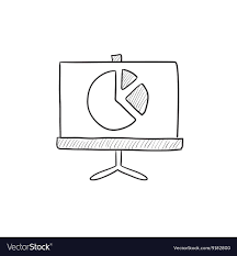 Roller Screen With The Pie Chart Sketch Icon