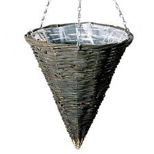 willow ratten cone hanging basket