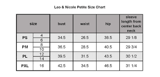 Size Chart Leo Nicole