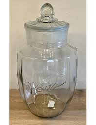 Large Glass Storage Jar With Embossed