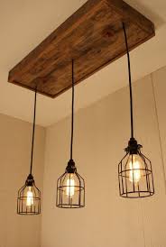 Cage Light Chandelier With 3 Lights Cage Lighting Edison Bulb Upcycled Wood Cage Light Chandelier Kitchen Lighting Fixtures Diy Lighting