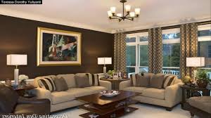 living room with dark brown furniture