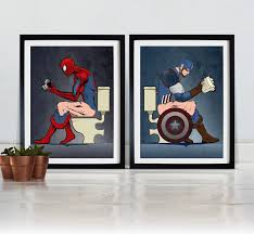 Funny Bathroom Art Superhero Spiderman