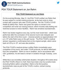 Per the tour's covid health & safety plan, rahm was given the option to remai. Collin Morikawa Has Share Of Memorial Lead After Jon Rahm S Positive Covid 19 Result Sports Illustrated Cal Bears News Analysis And More