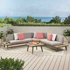Acacia Wood Sectional Sofa Set