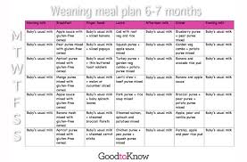 Baby Food Meal Planner Weaning At 6 7 Months