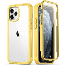 iPhone 11 Pro Max Case with Built-in Screen Protector,Pass 20 ft. Drop Test  Military Grade Shockproof Clear Cover 360 Full Body Protective Phone Case  for Apple iPhone 11 Pro Max Yellow