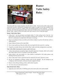 router table safety rules valley