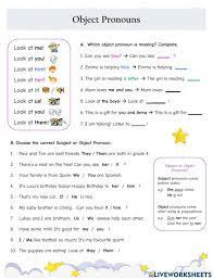 Object pronouns for beginners worksheet | Ejercicios de ingles, Material  escolar en ingles, Actividades de ingles