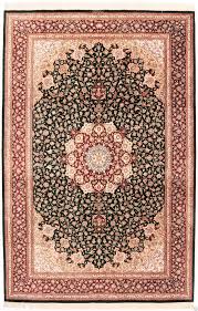 persian qum silk rug fl black red