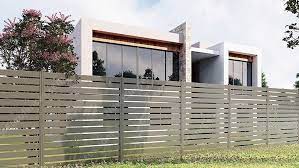 Modern Horizontal Slat Metal Fence